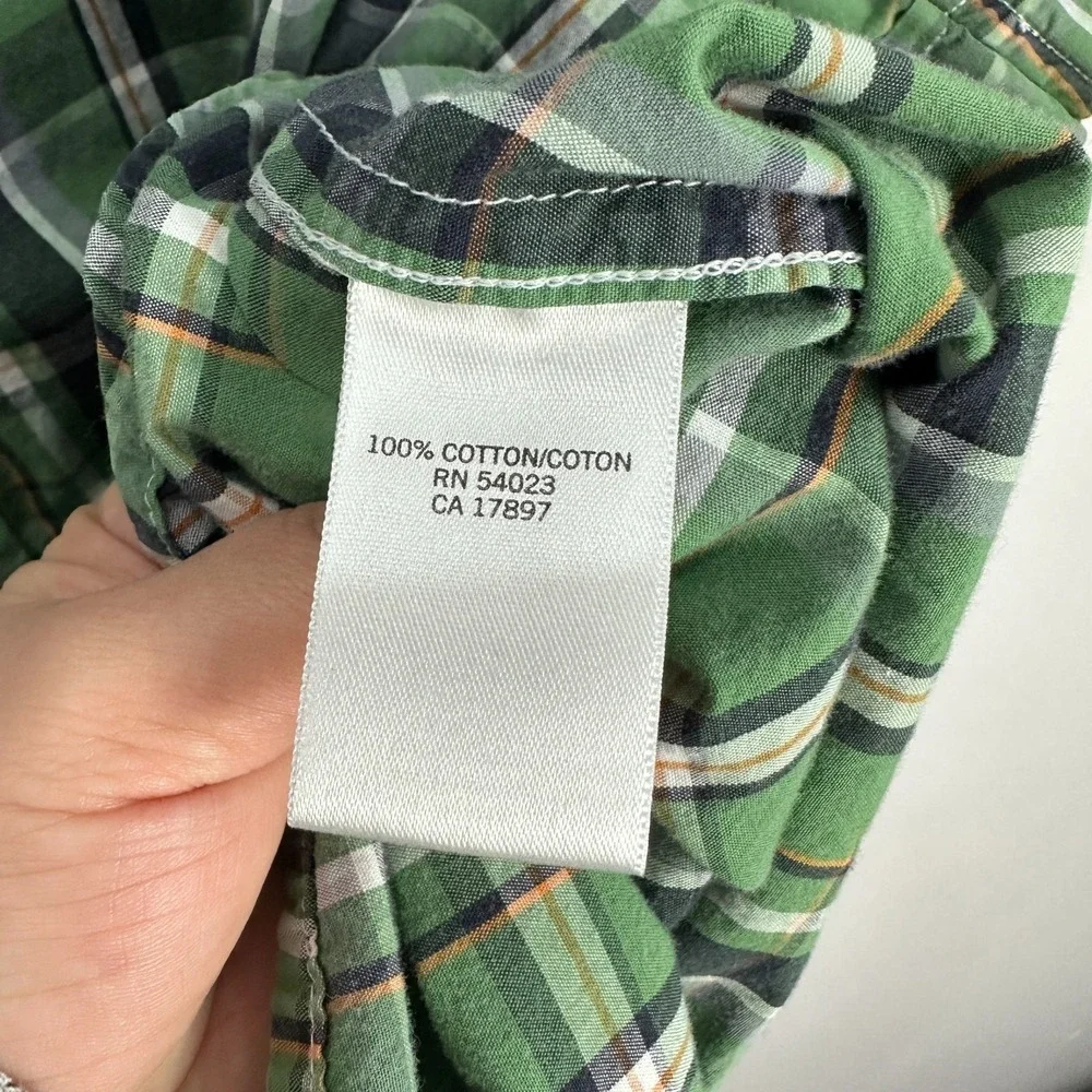 Banana Republic Button‎ Up Shirt Mens Small Green Plaid Cotton Preppy Academia